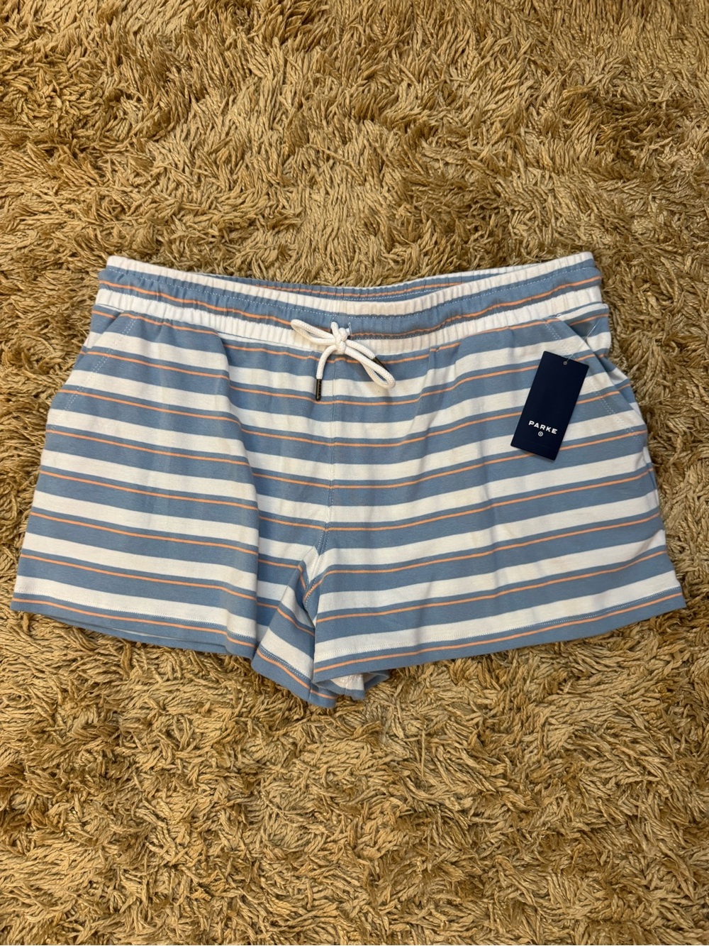 New with tags Parke x Target collab. Striped Shorts in Blue, White & Peach